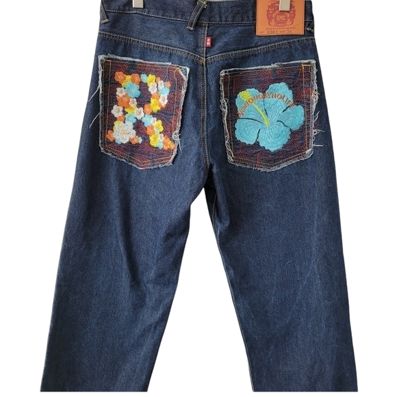 High Waist Wide Leg Button Fly  Embroidered  Jeans Size W30 L31 Designer… - Picture 7 of 12